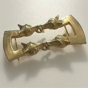 Vintage Gay Boyer Gold Tone Fox Detailed Belt Buckle